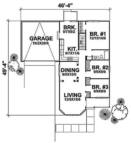 Floor Plan First Story of Country Plan #146-1170
