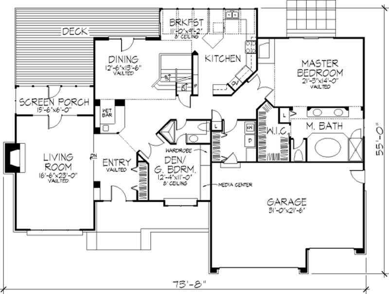 Floor Plan First Story of Cape Cod Plan #146-1185