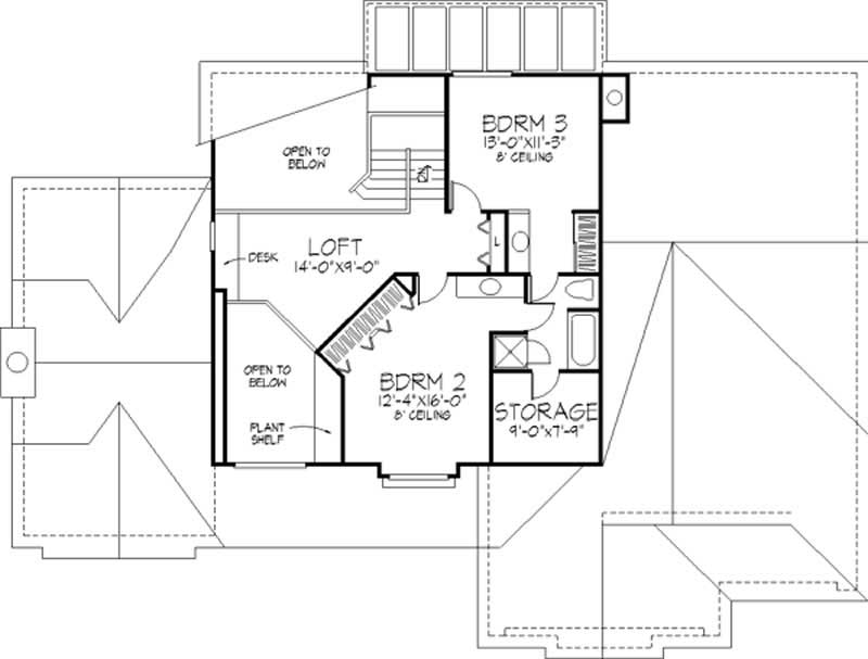 Floor Plan Second Story of Cape Cod Plan #146-1185