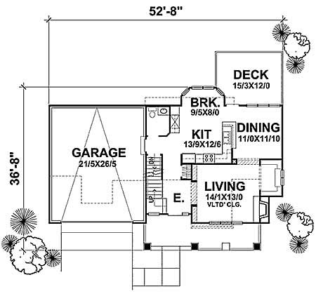 Floor Plan First Story of Craftsman Plan #146-1186