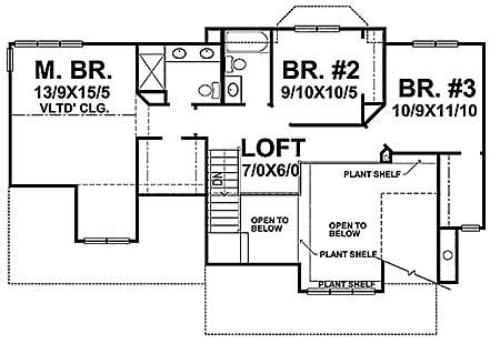 Floor Plan Second Story of Craftsman Plan #146-1186