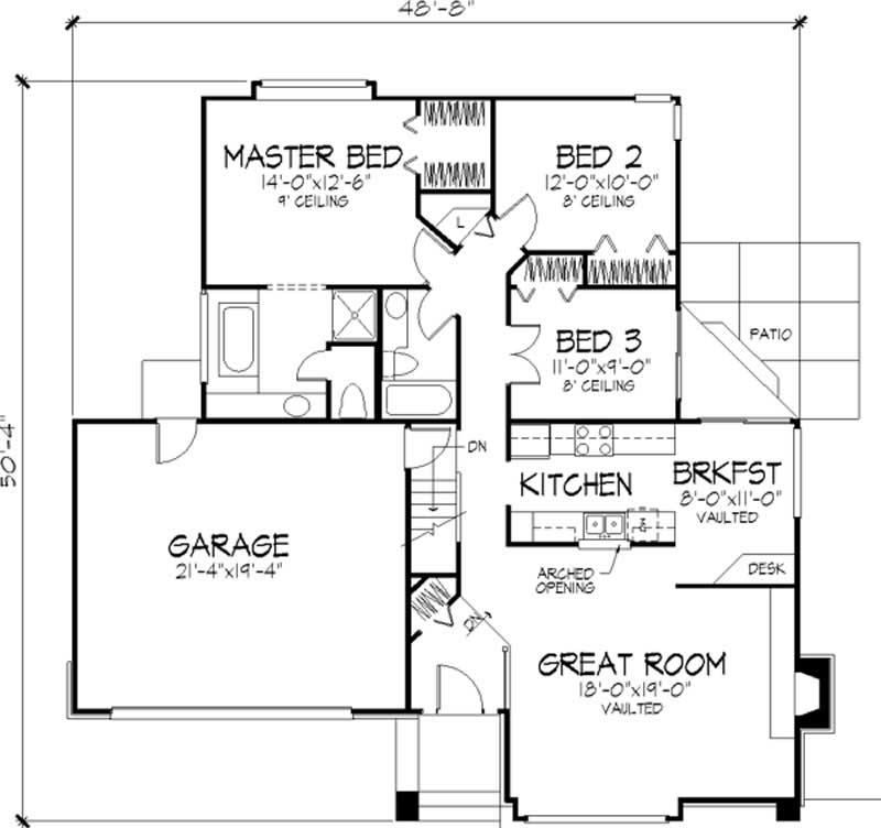Floor Plan First Story of Country Plan #146-1190