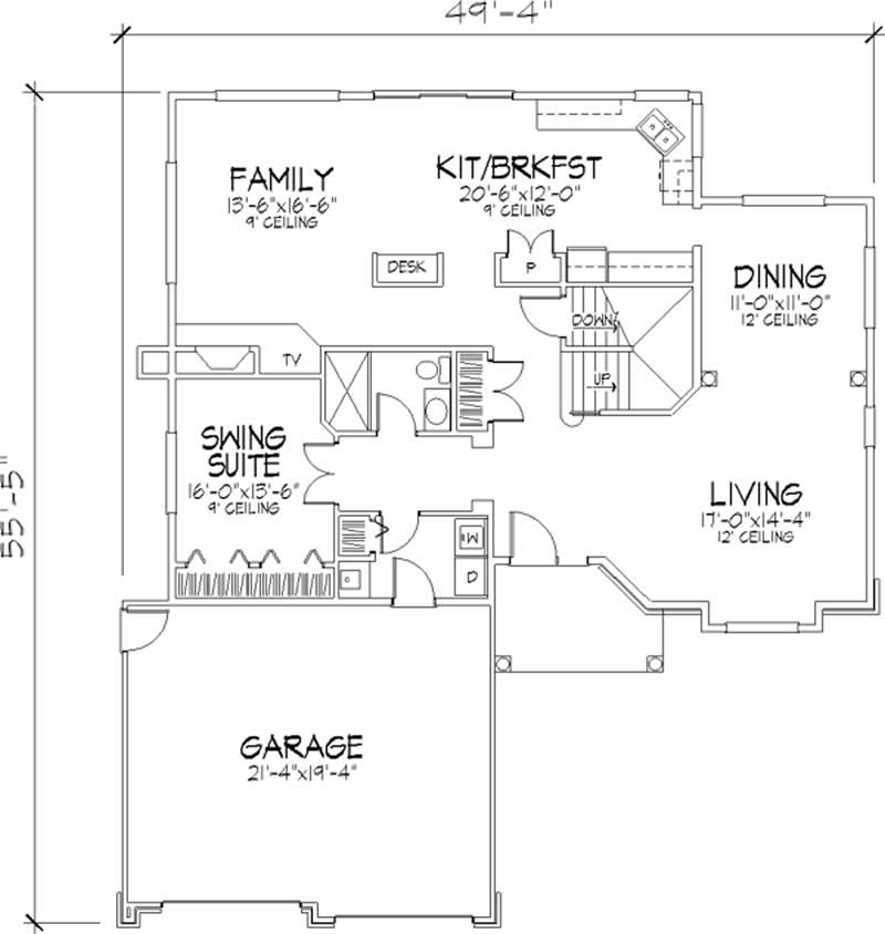Floor Plan First Story of Cape Cod Plan #146-1191