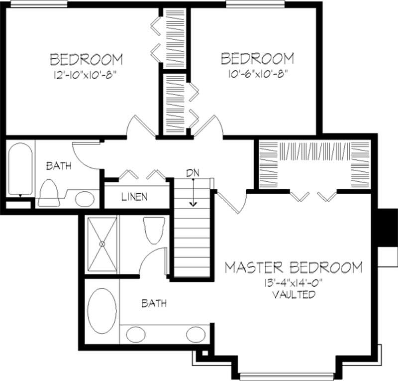 Floor Plan Second Story of Country Plan #146-1199