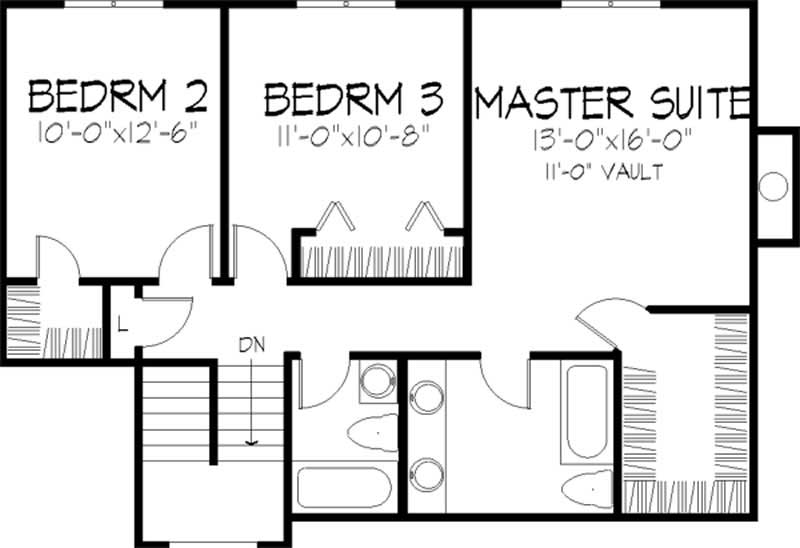 Floor Plan Second Story of Country Plan #146-1201