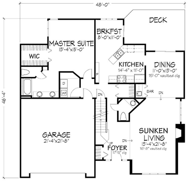 Floor Plan First Story of Country Plan #146-1205