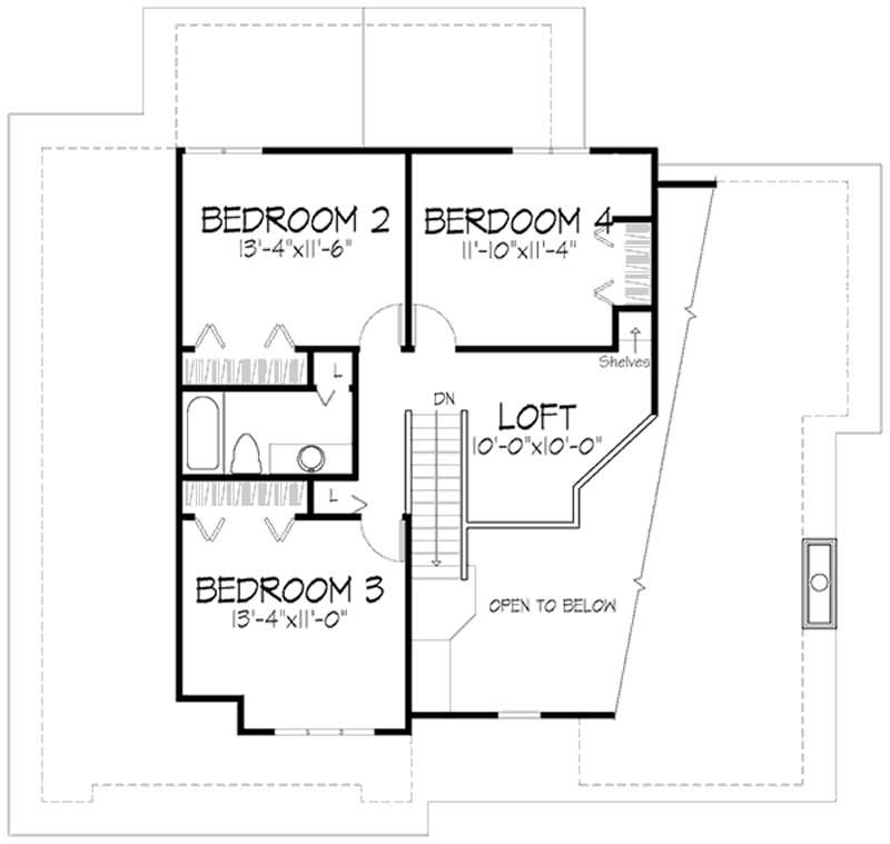 Floor Plan Second Story of Country Plan #146-1205