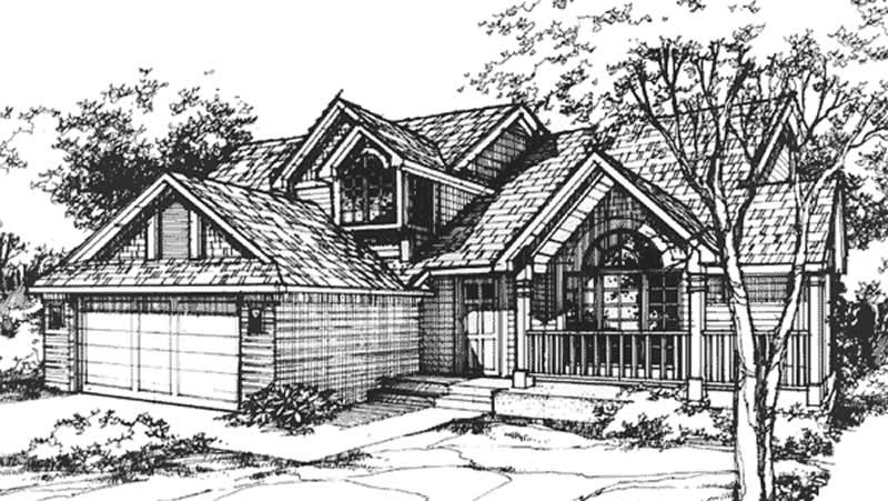 Front view of Country home (ThePlanCollection: House Plan #146-1215)