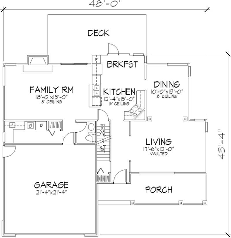 Floor Plan First Story of Country Plan #146-1215