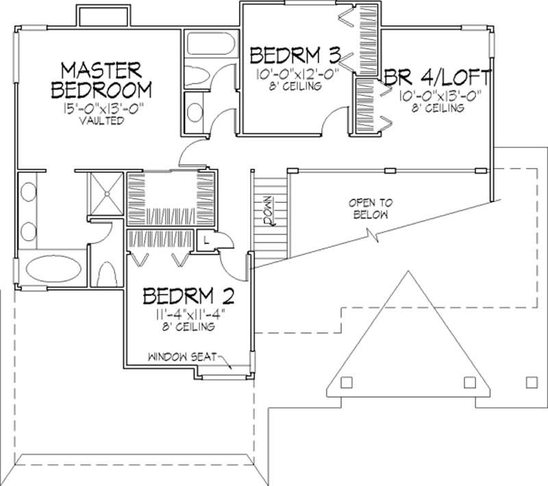 Floor Plan Second Story of Country Plan #146-1215