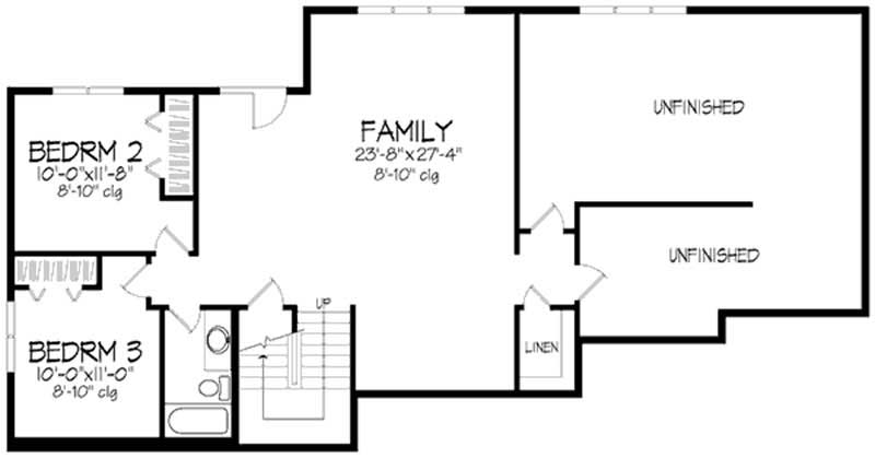 Floor Plan Basement of European Plan #146-1218