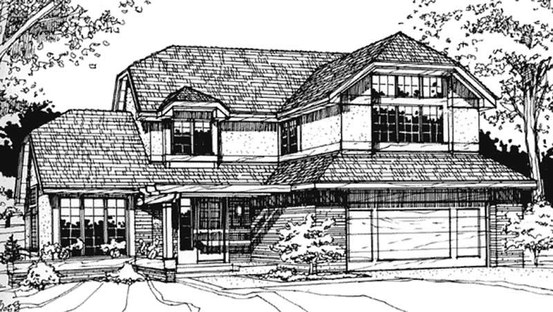Front view of European home (ThePlanCollection: House Plan #146-1225)