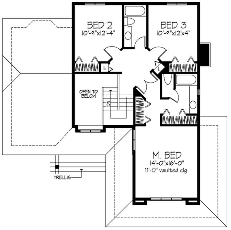Floor Plan Second Story of European Plan #146-1225
