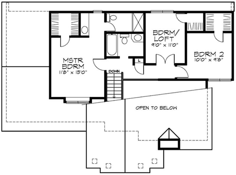 Floor Plan Second Story of Contemporary Plan #146-1228