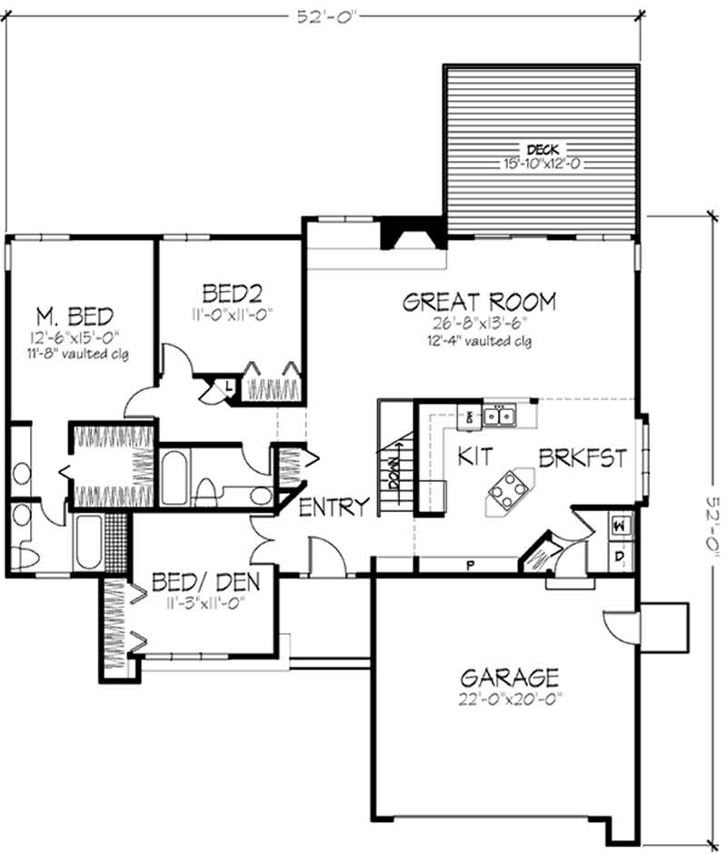 Floor Plan First Story of Ranch Plan #146-1232