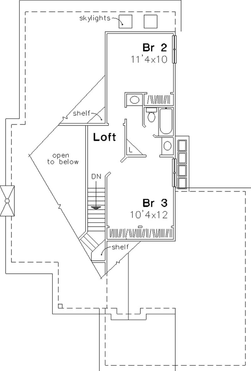 Floor Plan Second Story of Cape Cod Plan #146-1247