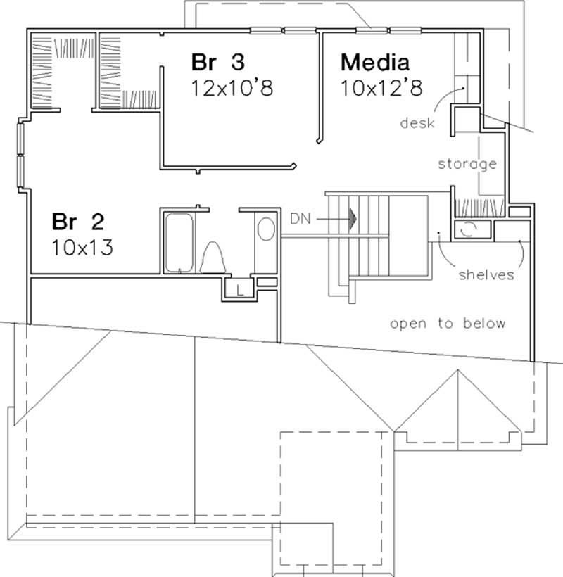 Floor Plan Second Story of Cape Cod Plan #146-1252