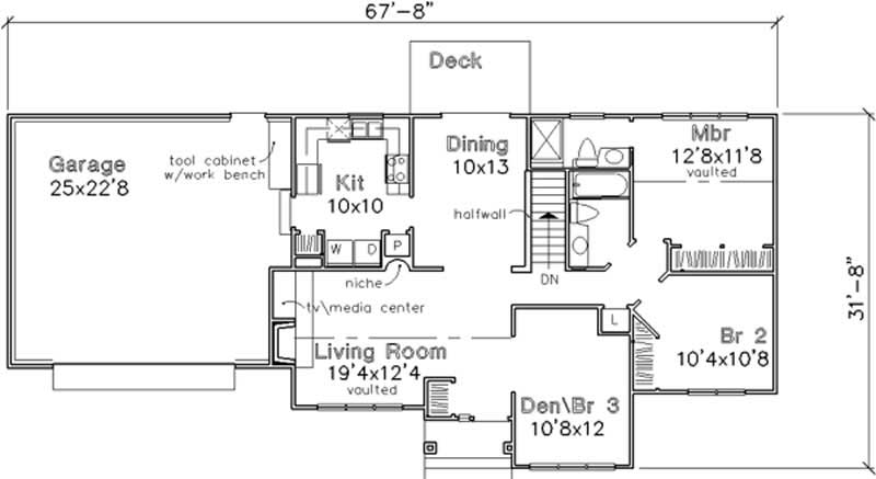 Floor Plan First Story of Country Plan #146-1256