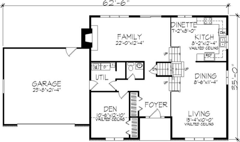 Floor Plan First Story of Multi-Level Plan #146-1261