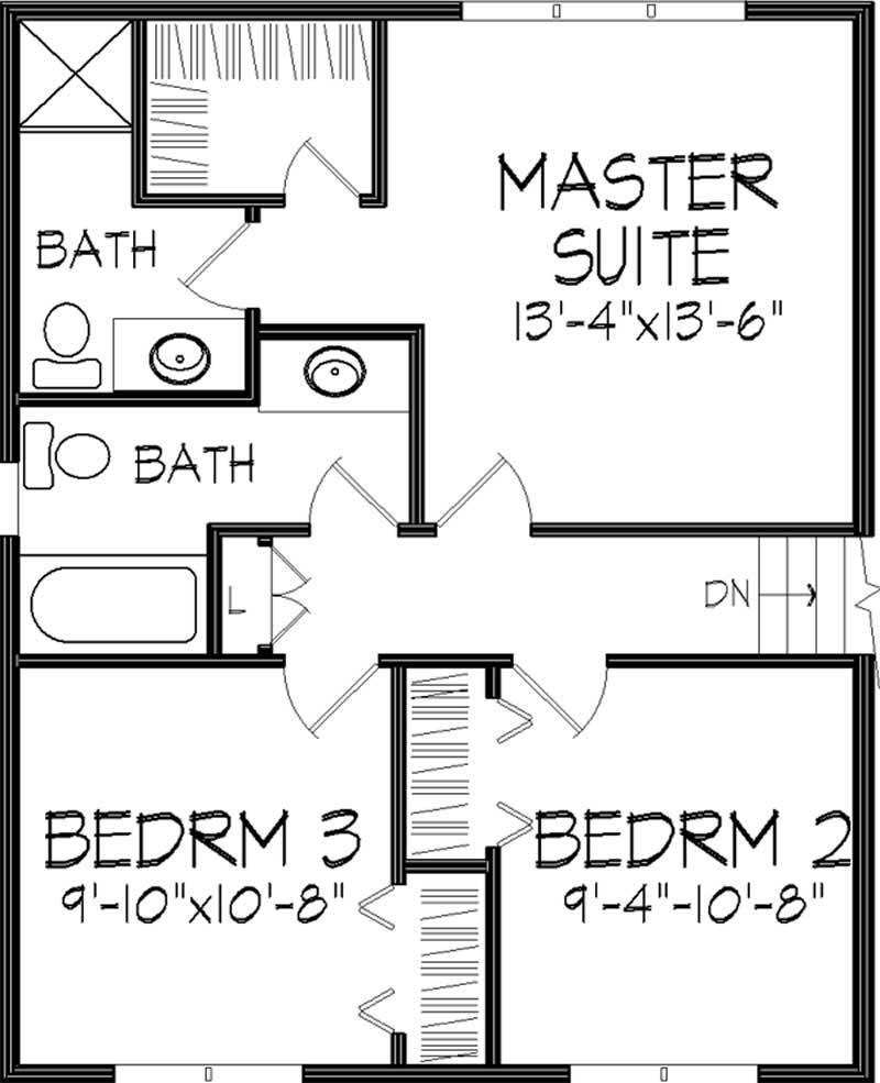Floor Plan Second Story of Multi-Level Plan #146-1261