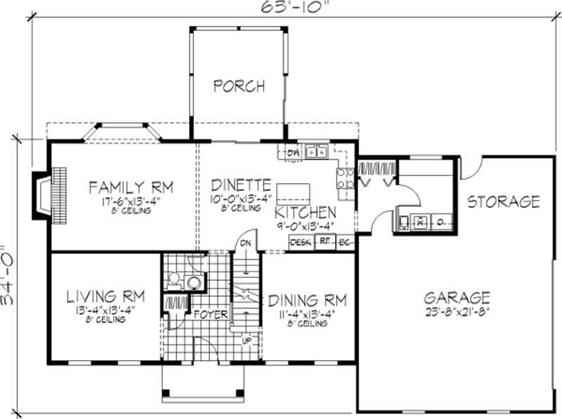Floor Plan First Story of Colonial Plan #146-1263