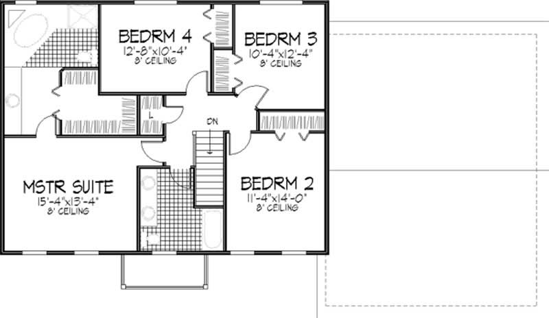 Floor Plan Second Story of Colonial Plan #146-1263