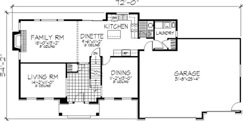 Floor Plan First Story of Colonial Plan #146-1268
