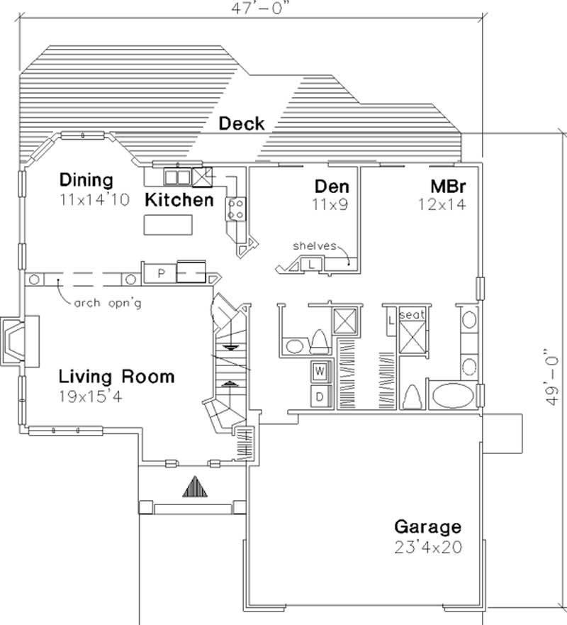 Floor Plan First Story of European Plan #146-1273