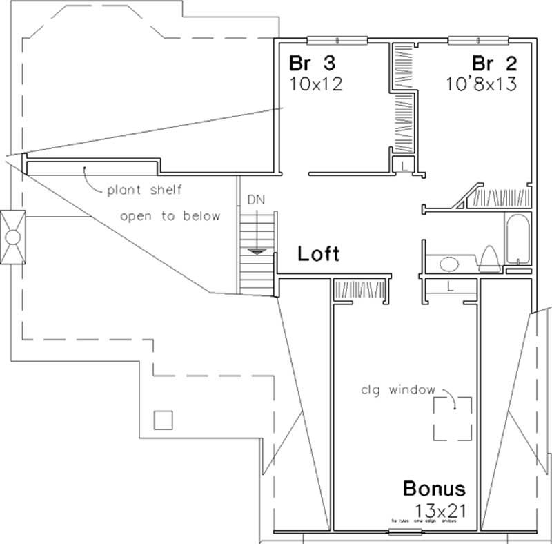 Floor Plan Second Story of European Plan #146-1273