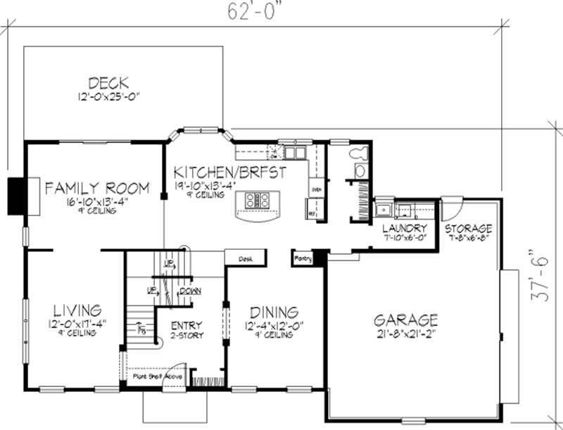 Floor Plan First Story of Colonial Plan #146-1286