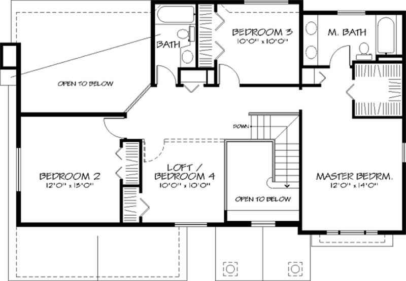 Floor Plan Second Story of Cape Cod Plan #146-1289