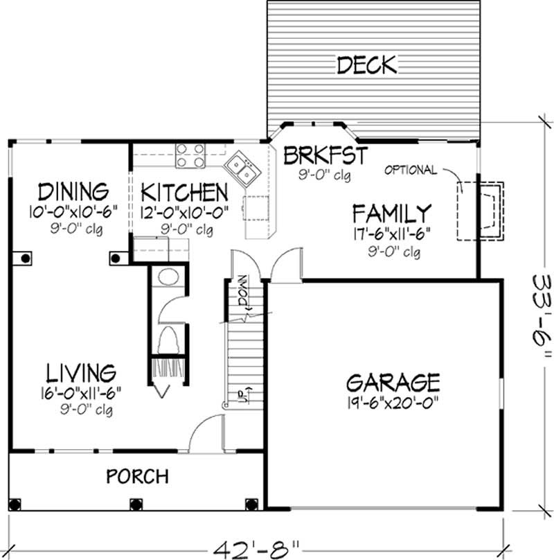 Floor Plan First Story of Country Plan #146-1292