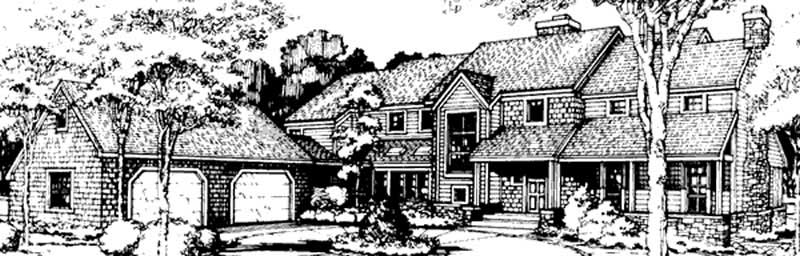 Front view of Country home (ThePlanCollection: House Plan #146-1294)