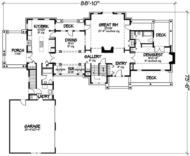 Floor Plan First Story of Country Plan #146-1294