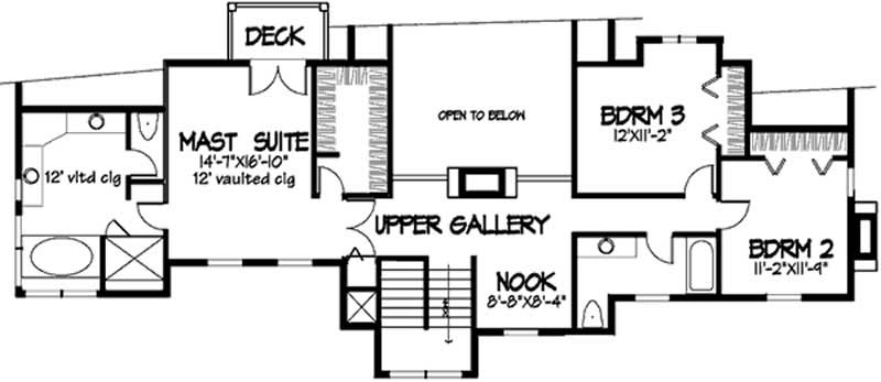 Floor Plan Second Story of Country Plan #146-1294
