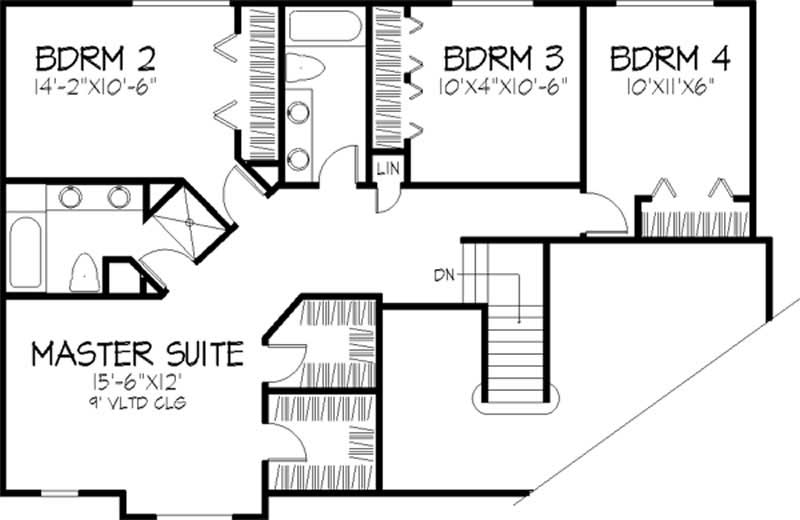 Floor Plan Second Story of Country Plan #146-1297