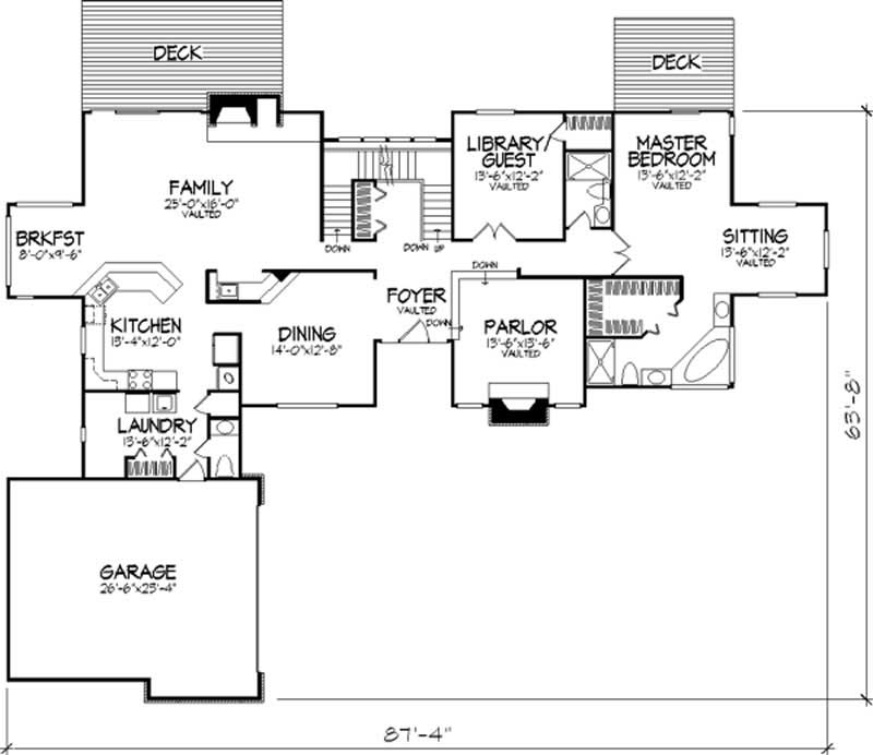Floor Plan First Story of Cape Cod Plan #146-1298