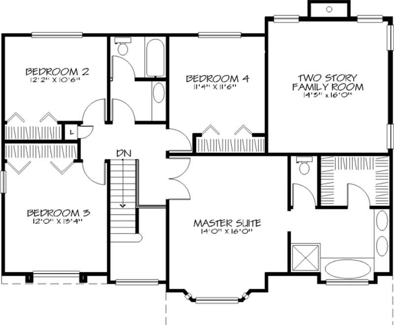 Floor Plan Second Story of Country Plan #146-1300