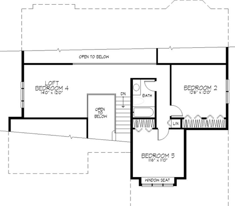 Floor Plan Second Story of Country Plan #146-1301
