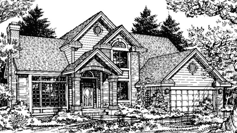 Front view of Country home (ThePlanCollection: House Plan #146-1316)
