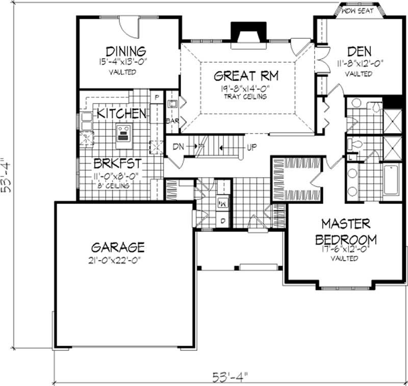 Floor Plan First Story of Cape Cod Plan #146-1320