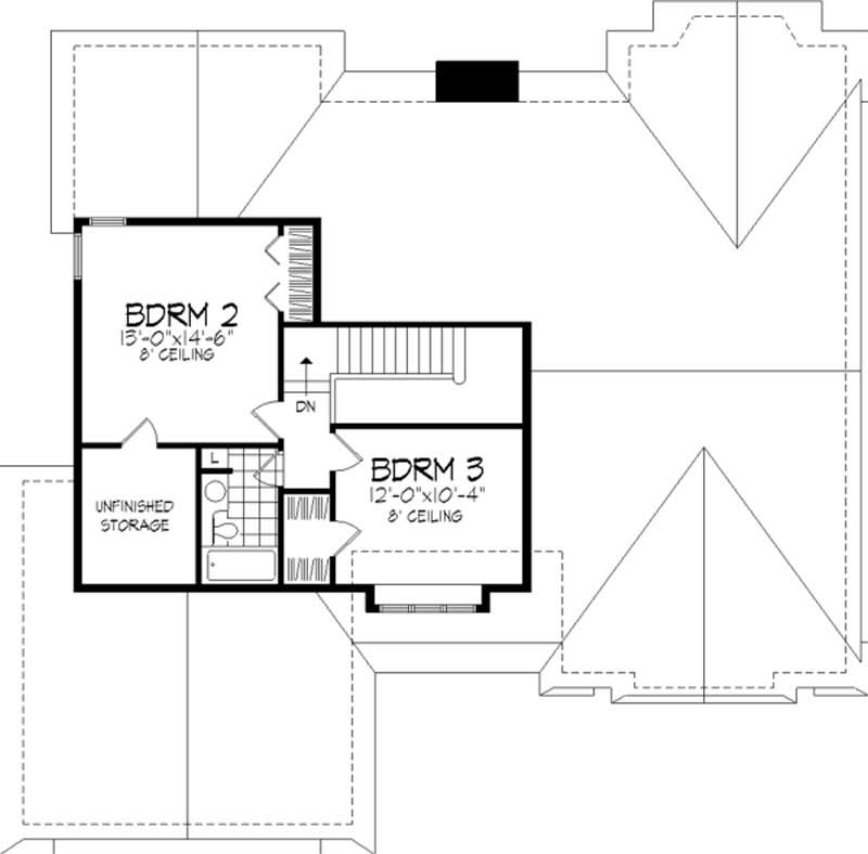 Floor Plan Second Story of Cape Cod Plan #146-1320