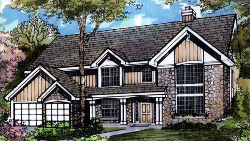 Front view of Country home (ThePlanCollection: House Plan #146-1324)
