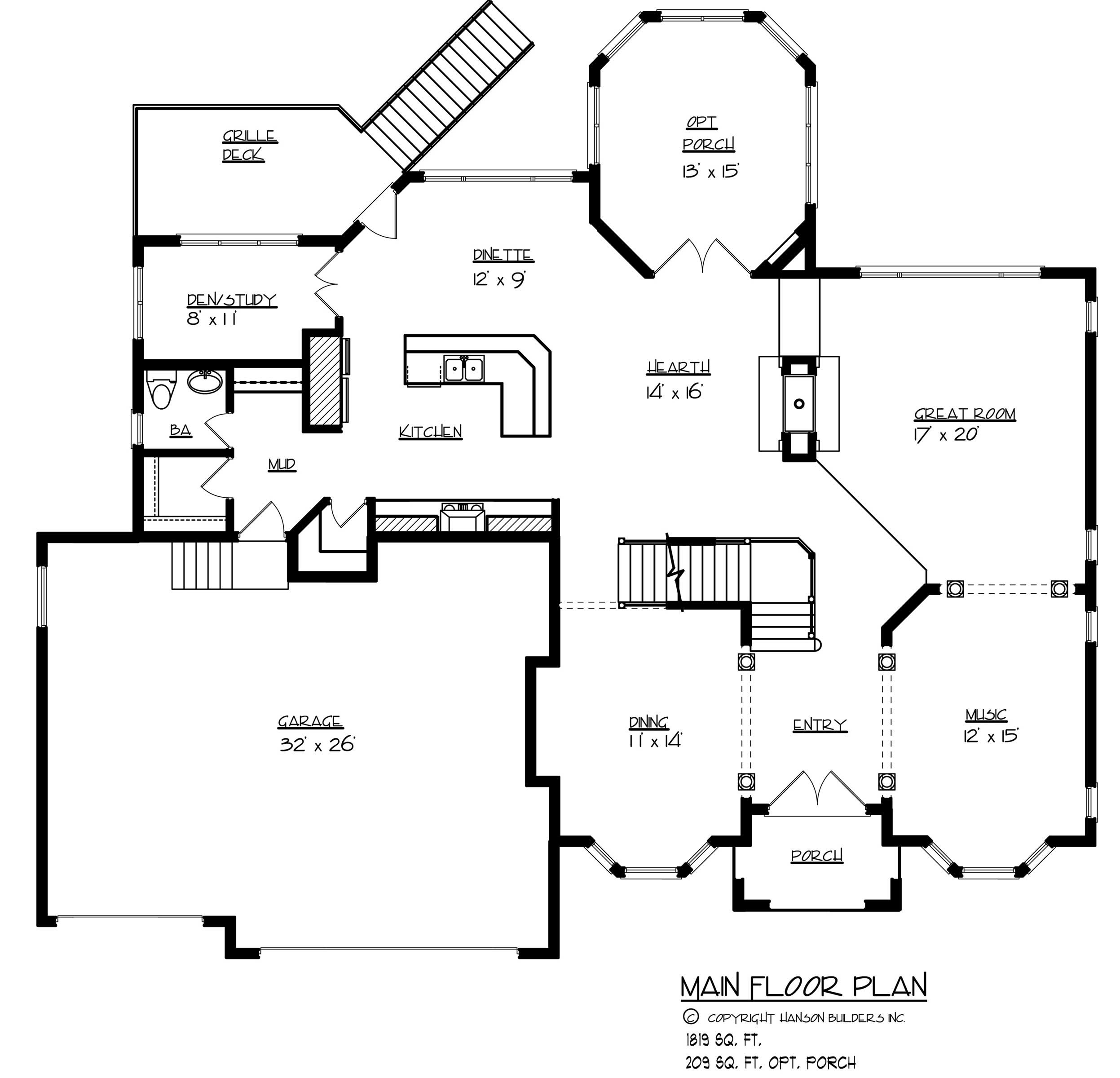 Floor Plan First Story of European Plan #146-1327