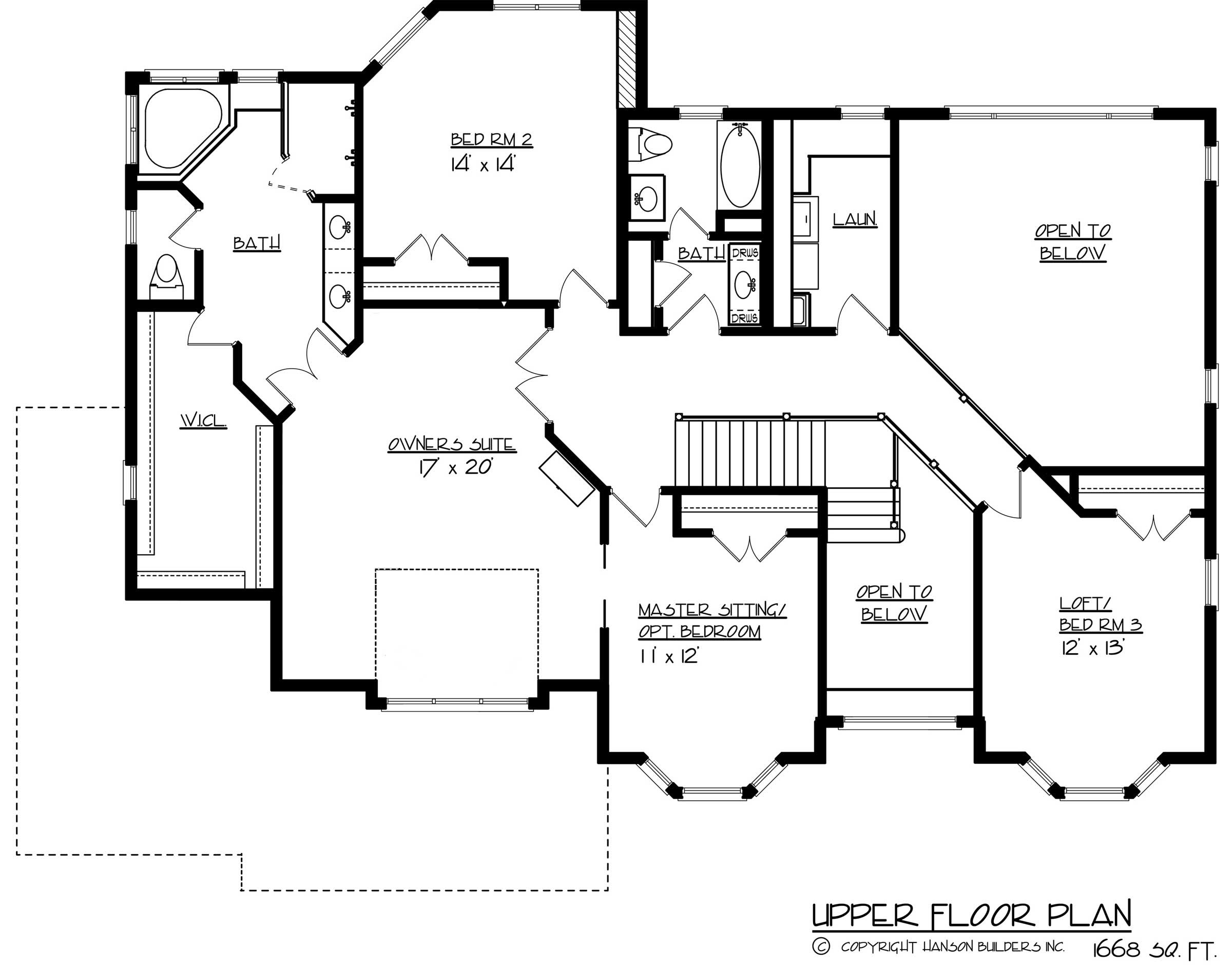 Floor Plan Second Story of European Plan #146-1327