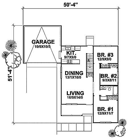 Floor Plan First Story of Ranch Plan #146-1328