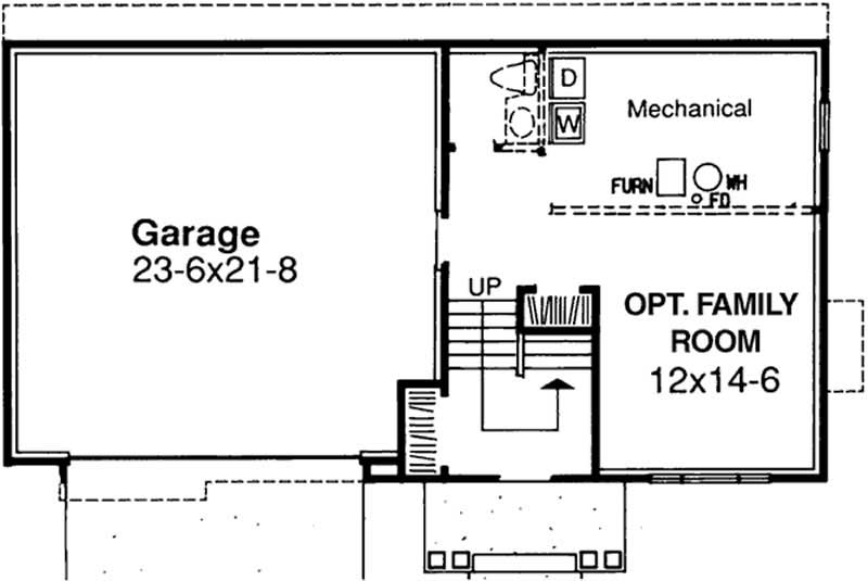 Floor Plan Basement of Cape Cod Plan #146-1329