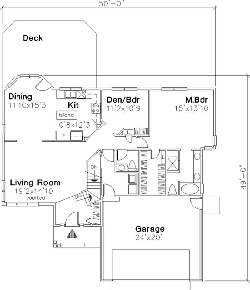 Floor Plan First Story of Florida Style Plan #146-1331