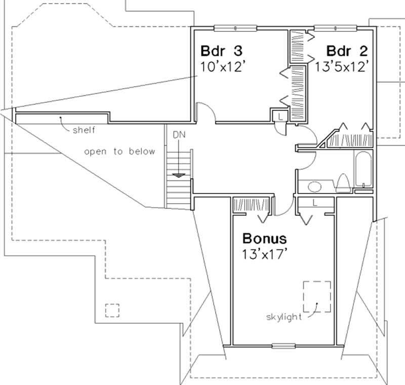 Floor Plan Second Story of Florida Style Plan #146-1331
