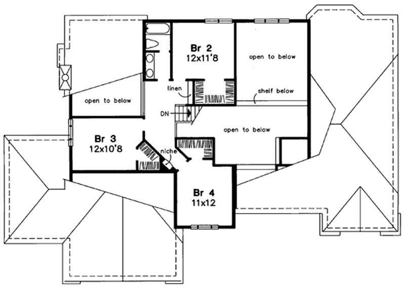 Floor Plan Second Story of Cape Cod Plan #146-1332